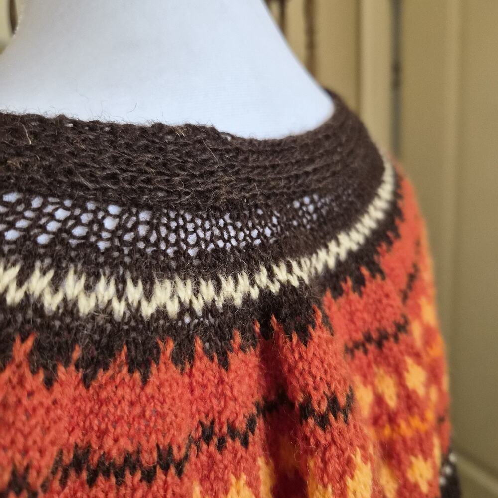 Hand Knit Wool Nordic Fair Isle Style Cardigan - Picture 3 of 8